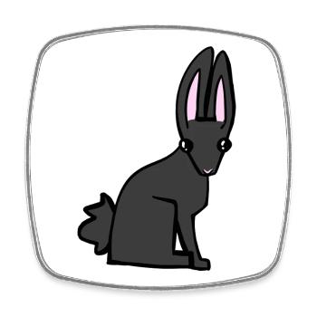 black bunny - Square fridge magnet - white - Front
