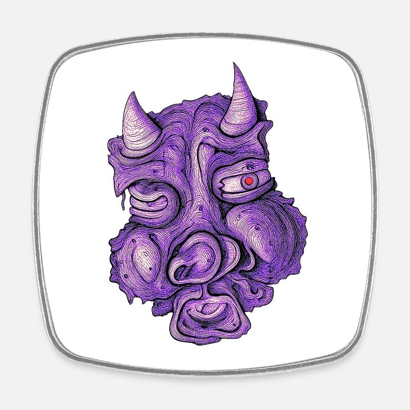 diable violet - Magnet carré - blanc