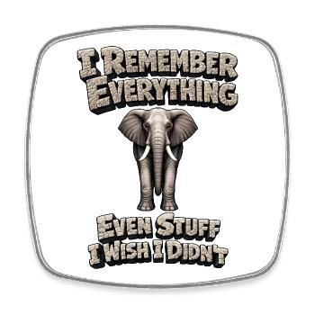 Éléphant mémorable - Magnet carré - blanc - Devant