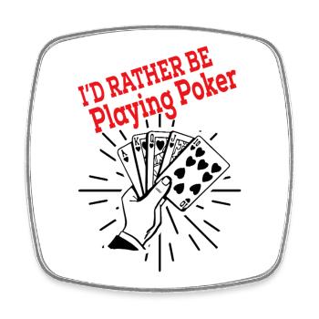 Lieber Poker Als Alles Andere - Viereckiger Kühlschrankmagnet - Weiß - Vorne