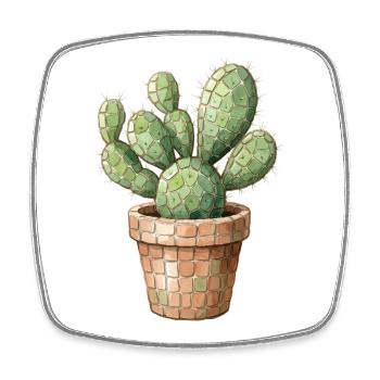 Cactus Mosaic - Desert Art for Plant Fans - Square fridge magnet - white - Front
