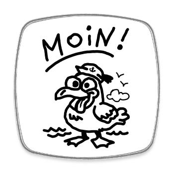 Moin stupid seagull funny seagull sea vacation beach - Square fridge magnet - white - Front