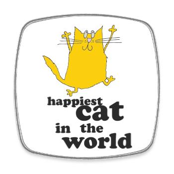 Happiest cat in the world - Square fridge magnet - white - Front