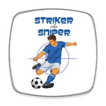 Thème de football Striker Sniper (Striker) - Magnet carré - blanc - Devant