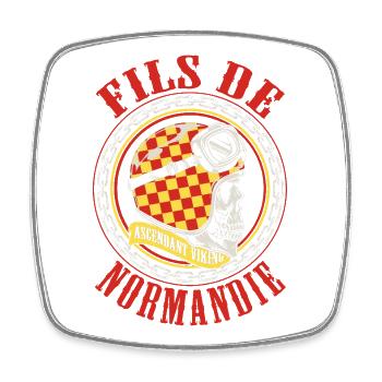 Fils de Normandie fierté normande design - Magnet carré - blanc - Devant