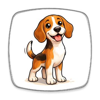Beagle Hund Süß Lustig Fun Design - Viereckiger Kühlschrankmagnet - Weiß - Vorne