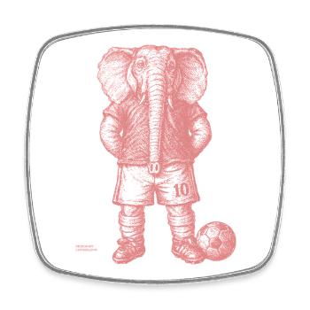 Elephant with soccer ball for bright shirts - Square fridge magnet - white - Front