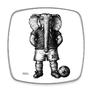 Elephant with Football for Bright Shirts - Square fridge magnet - white - Front