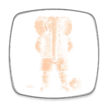 Elefant mit Fussball für dunkelblaue Shirts - Viereckiger Kühlschrankmagnet - Weiß - Vorne