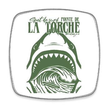 La Torche Surf Requin Bretagne - Magnet carré - blanc - Devant