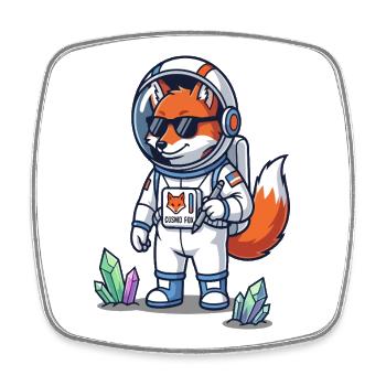 Cosmo Fox Astronaute Explorateur Spatial - Magnet carré - blanc - Devant