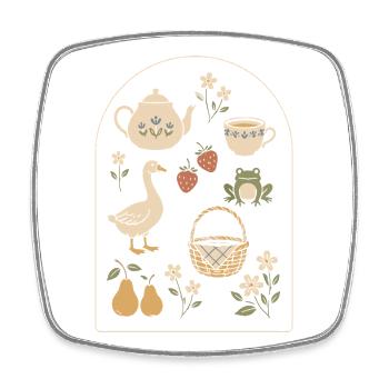 Douceur Champêtre: Nature and Vintage Tea - Square fridge magnet - white - Front