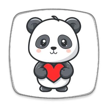 Cute Baby Panda with Heart - Square fridge magnet - white - Front