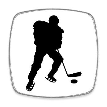 Joueur de hockey - Magnet carré - blanc - Devant