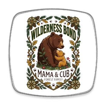 Maman Ours et Petit - Magnet carré - blanc - Devant