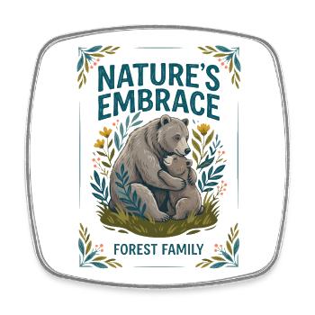 Famille des ours - Magnet carré - blanc - Devant