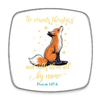 Fox Christian Quote - Square fridge magnet - white - Front