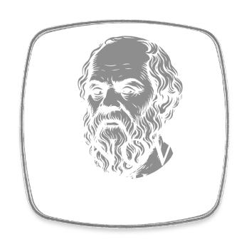 Ne sait rien, Socrate - Magnet carré - blanc - Devant
