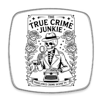 True Crime Junkie Crime Fiction Gift - Square fridge magnet - white - Front