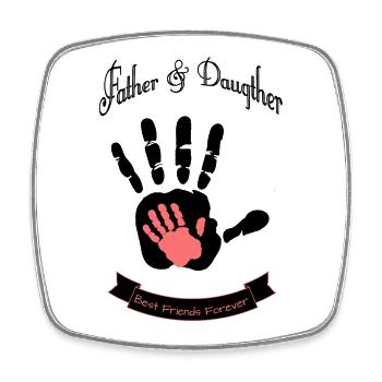 Empreinte de main de la meilleure amie du père et de sa fille - Magnet carré - blanc - Devant