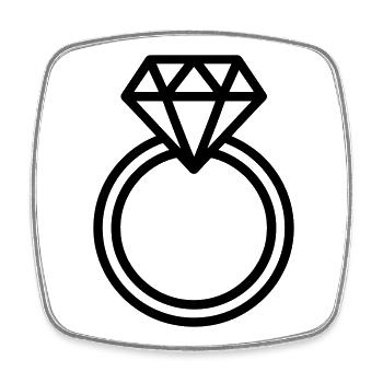 wedding ring, - Square fridge magnet - white - Front
