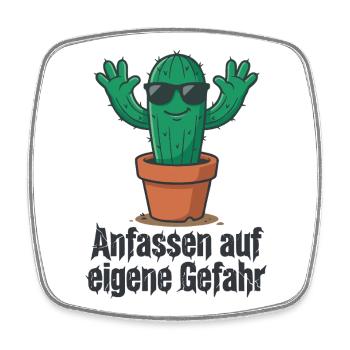 Kaktus Sonnenbrille Warnung ! - Viereckiger Kühlschrankmagnet - Weiß - Vorne