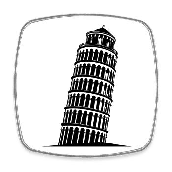 Schiefer Turm von Pisa - Viereckiger Kühlschrankmagnet - Weiß - Vorne