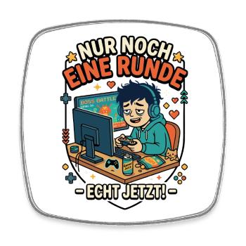 Gamer Comic Nur noch eine Runde Echt jetzt - Viereckiger Kühlschrankmagnet - Weiß - Vorne