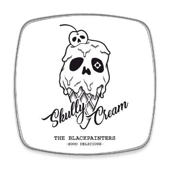 Skully Cream - Viereckiger Kühlschrankmagnet - Weiß - Vorne