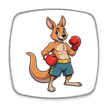 Kangaroo Boxer Cartoon - Square fridge magnet - white - Front