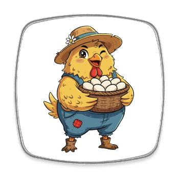 Chick in egg basket on farm - Square fridge magnet - white - Front