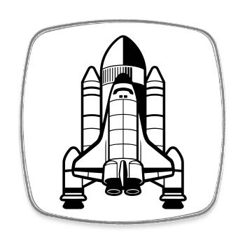 Space Shuttle der 60er Jahre - Viereckiger Kühlschrankmagnet - Weiß - Vorne