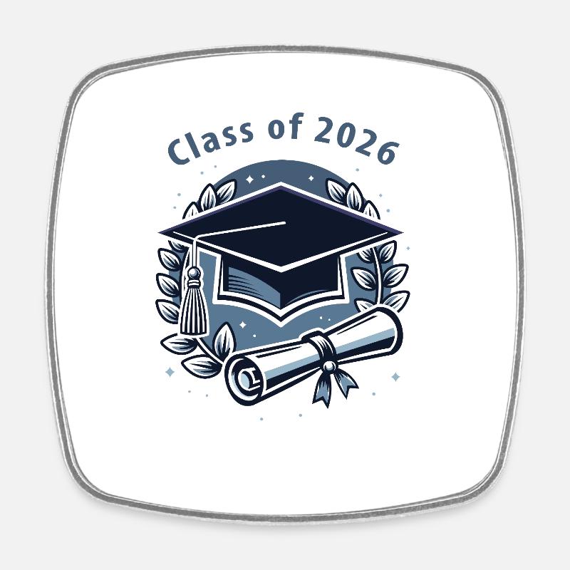 Graduate 2026 – diploma and hat - Square fridge magnet - white