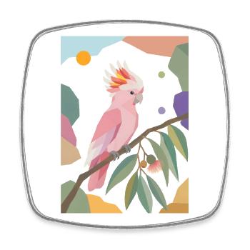 Rosa Kakadu Papagei Vogel Design - Viereckiger Kühlschrankmagnet - Weiß - Vorne