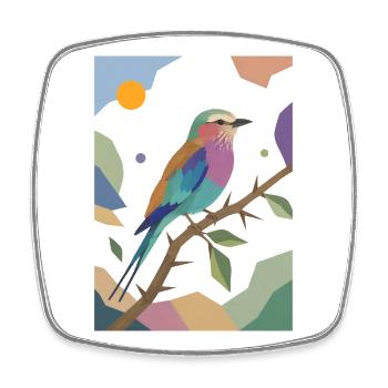 Bunter Vogel Fliederbrustwalze Design  - Viereckiger Kühlschrankmagnet - Weiß - Vorne