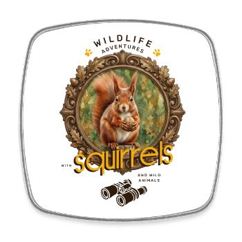 Aventure avec un motif animal écureuil rongeur - Magnet carré - blanc - Devant