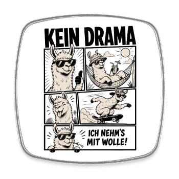 Kein Drama Lama entspannt Leben - Viereckiger Kühlschrankmagnet - Weiß - Vorne