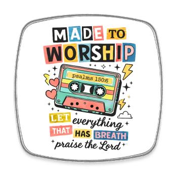 Made to Worship Retro Cassette - Square fridge magnet - white - Front
