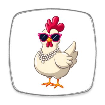 Poulet - Magnet carré - blanc - Devant