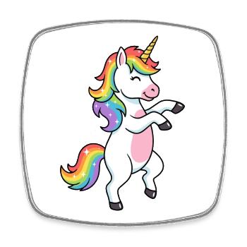 Danse de la Licorne Arc-en-ciel et Scintillante - Magnet carré - blanc - Devant