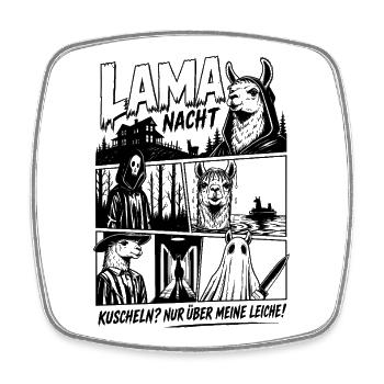 Lama Horror Szene Comic Grusel Design - Viereckiger Kühlschrankmagnet - Weiß - Vorne