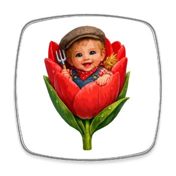 Baby in Tulip Bud - Square fridge magnet - white - Front