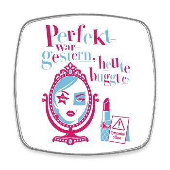 Perfekt war gestern, heute buggt es - Viereckiger Kühlschrankmagnet - Weiß - Vorne