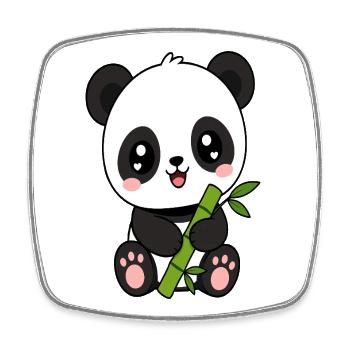Panda Bambus Charm - Viereckiger Kühlschrankmagnet - Weiß - Vorne