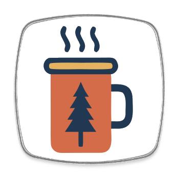 Emailletasse Tanne Kaffee Wald - Viereckiger Kühlschrankmagnet - Weiß - Vorne