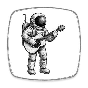 Sketch de guitare d’astronaute - Magnet carré - blanc - Devant