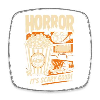 Popcorn And Screams Horror - Viereckiger Kühlschrankmagnet - Weiß - Vorne