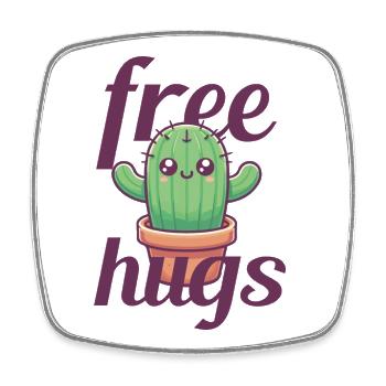 Free Hugs Cactus - Square fridge magnet - white - Front