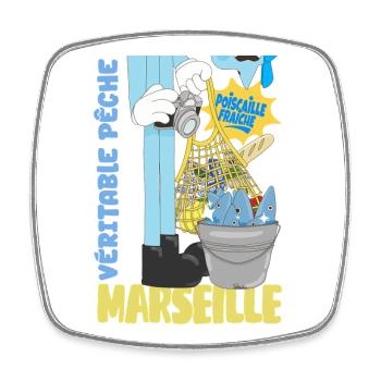 Marseille Poiscaille Fraîche Cartoon - Magnet carré - blanc - Devant