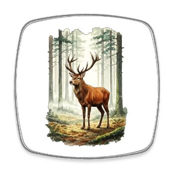 Red Deer Deer Forest Nature Wildlife Watercolor - Square fridge magnet - white - Front